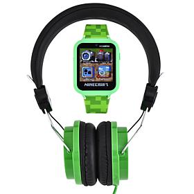Minecraft Creeper Unisex Child Smart Watch and Headphone Set - Green