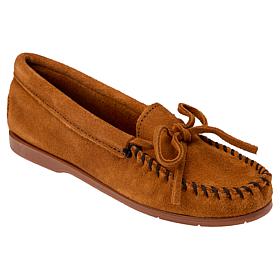 Minnetonka® Tie Slip-On Genuine Suede Moccasin Loafer 
