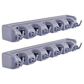 Mop and Broom Holder with Hooks, 5-Position Wall Organizer