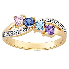Mother's Family Birthstone and Diamond-Accented Ring