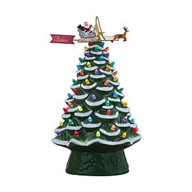 Mr. Christmas 16" Lit Ceramic Tree with Animated Santa's Sleigh