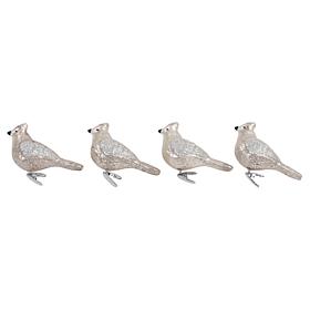 Mr. Christmas Set of 4 Clip-On Mercury Glass Cardinals