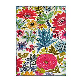 My Magic Carpet Floral Bloom Multicolor Washable Area Rug 5'x7'