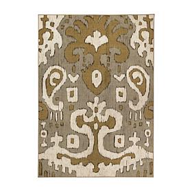 My Magic Carpet Ochre Ikat Washable Area Rug 5'x7'