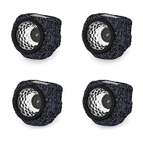 Nature Spring 4-Piece Solar Powered LED Rock Lights - Black