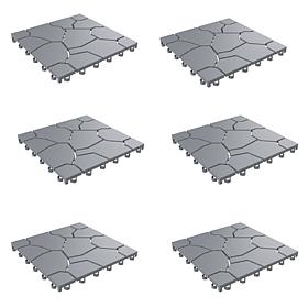 Nature Spring Interlocking Stone Look Patio and Deck Tiles 6-Pack