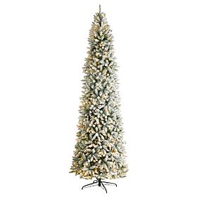Nearly Natural 10’ Slim Flocked Montreal Fir  Christmas Tree