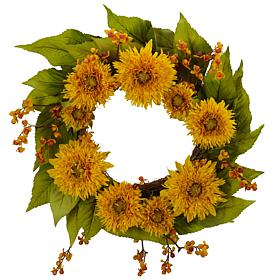 Nearly Natural 22” Golden Sunflower Wreath