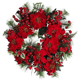Nearly Natural 24" Poinsettia Wreath