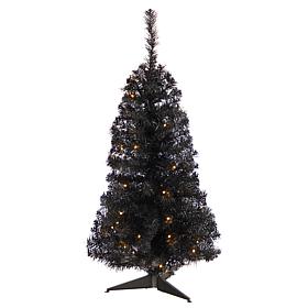 Nearly Natural 3’ Black  Christmas Tree with 50 LED Lights