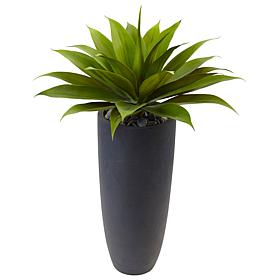 Nearly Natural 38" Agave in Gray Cylinder Planter