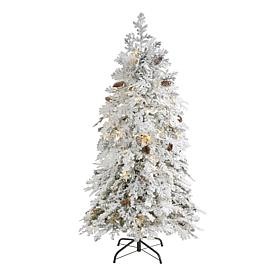 Nearly Natural 5 Ft. Flocked Montana Down Swept Spruce Christmas Tree