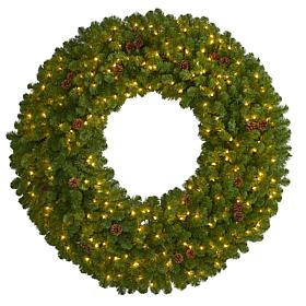 Nearly Natural 5 Ft. Giant Christmas Wreath with 280 Warm White Lights