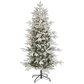 Nearly Natural 5.5 Ft. Artificial Flocked Spruce Lit Christmas Tree