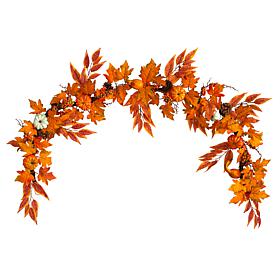 Nearly Natural 6’ Assorted Maple, Pumpkins, Gourds, Berries Garland