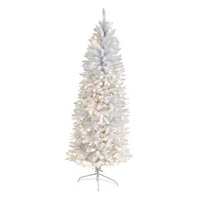 Nearly Natural 6’ Slim White  Christmas Tree with 250 Lights