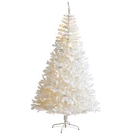 Nearly Natural 7.5' White Artificial Christmas Tree w/ 400 LED Lights