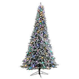 Nearly Natural 9.5' Flocked Mountain Fir Tree with 150 Lights
