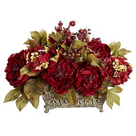 Nearly Natural Peony and Hydrangea Silk Arrangement
