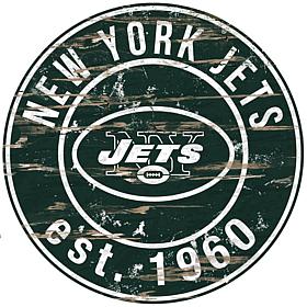 New York Jets Round Distressed Sign