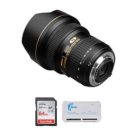 Nikon NIKKOR 14-24mm f/2.8G ED Lens Bundle w/SD Card & Reader