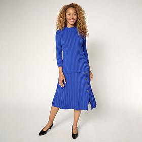 Nina Leonard 2-piece Ribbed Sweater Knit Top and Skirt Set