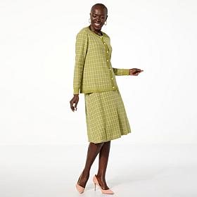 Nina Leonard 2-piece Tweed Cardi and Skirt Set