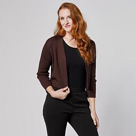 Nina Leonard 3/4-Sleeve Ribbed Knit Bolero