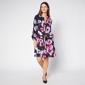 Nina Leonard Balloon-Sleeve Dress with Pockets