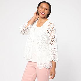 Nina Leonard Border Crochet Cardigan