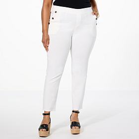 Nina Leonard Coconut Button Narrow Leg Pant