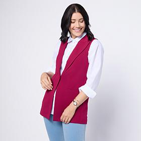 Nina Leonard Collared Vest with Pockets