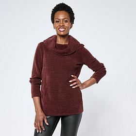 Nina Leonard Cowl Neck Chenille Sweater Tunic