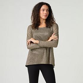 Nina Leonard Crinkle Mesh High-Low Hem Tunic