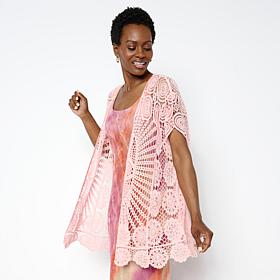 Nina Leonard Crochet Rectangle Cardigan