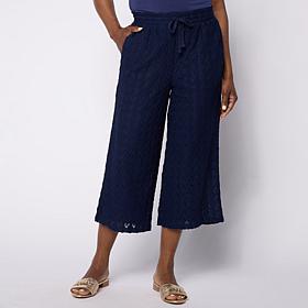 Nina Leonard Cropped Novelty Lace Culotte Pant