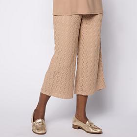Nina Leonard Cropped Novelty Lace Culotte Pant