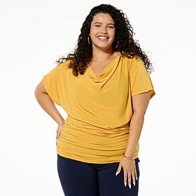 Nina Leonard Drape Neck Dolman Sleeve Top