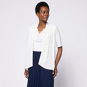 Nina Leonard Draped Front Cardigan