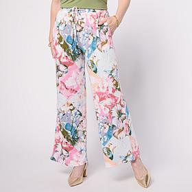 Nina Leonard Elastic Waist Wide Leg Drawstring Pant