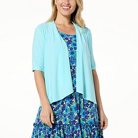 Nina Leonard Elbow-Sleeve Drape-Front Bolero