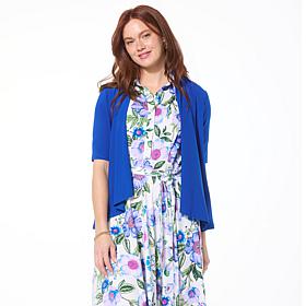 Nina Leonard Elbow-Sleeve Drape-Front Bolero