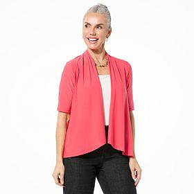Nina Leonard Elbow-Sleeve Drape-Front Bolero