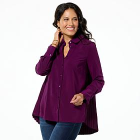 Nina Leonard Long Sleeve Collared Front Shirt