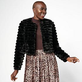 Nina Leonard Long Sleeve Faux Fur Bolero Top