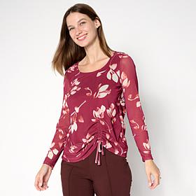 Nina Leonard Long Sleeve Power Mesh Top