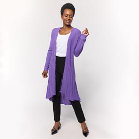 Nina Leonard Long Sleeve Rib Knit Cardigan