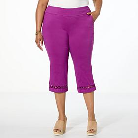 Nina Leonard Millennium Crop Pant with X-Strap Detail