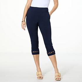 Nina Leonard Millennium Crop Pant with X-Strap Detail