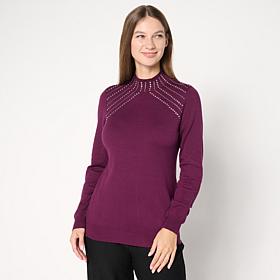 Nina Leonard Mock Neck Long Sleeve Sweater Top